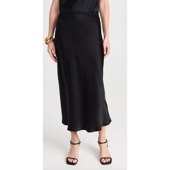 ANINE BING Black Bar 100% Silk Midi Skirt Sleek Minimalist Size Medium - Picture 1 of 6